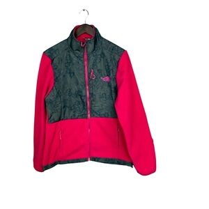 The‎ North Face Denali Fleece Jacket Pink Floral Gray Full Zip Women's XL